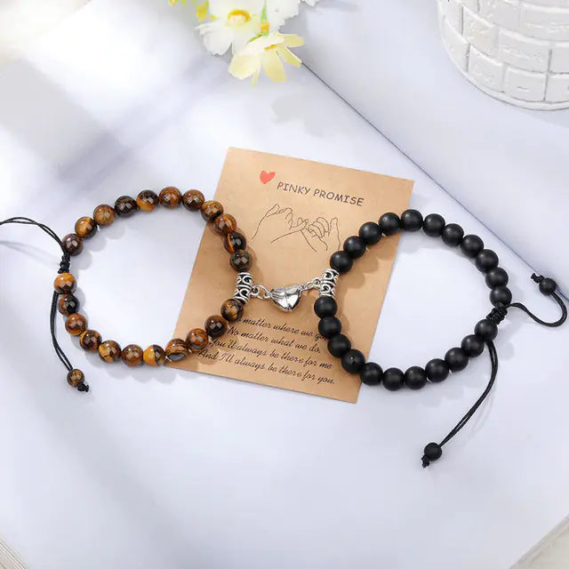 Natural Stone Beads Couple Magnetic Bracelets